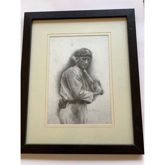 Vintage Baseball Picture Framed Matted Shoeless Joe Jackson Cleveland 18 x 22 - Picture 6 of 9